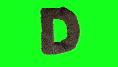 Furry-Hairy-3d-letter-d-on-green-screen